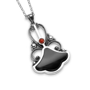 Colgante plata azabache y coral T025024